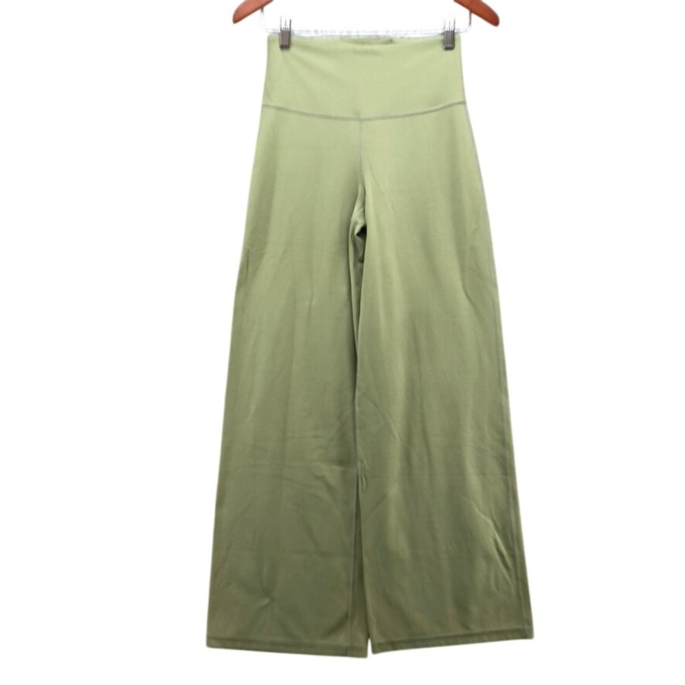 Athleta Elation‎ Wide Leg Pant Womens S Small Green High Rise Yoga Workout Gym